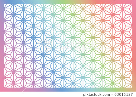 Japanese pattern hemp leaf rainbow color... - Stock Illustration