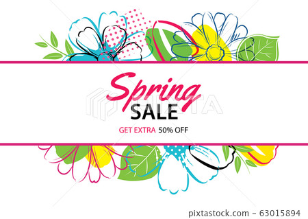 Spring sale poster template with colorful flower Spring sale poster template with colorful flower 63015894