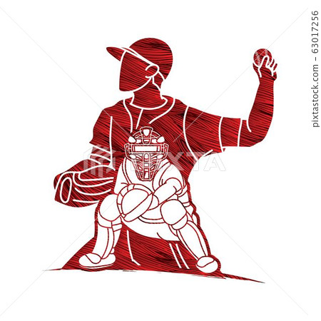 Group of Baseball players action cartoon sport graphic vector. Group of Baseball players action cartoon sport graphic vector. 63017256