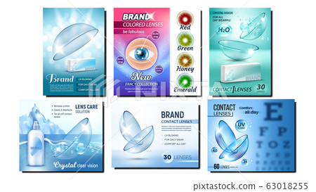 Contact Lenses Advertising Banners Set Vector 63018255