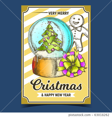 Christmas Xmas Holiday Advertising Poster Vector 63018262