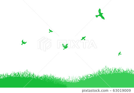草地和飛翔的鳥 草地和飛翔的鳥 63019009