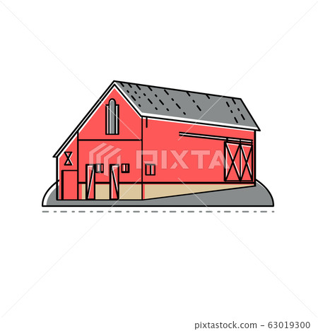 Red Farmhouse Barn Mono Line 63019300