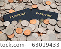 美國護照和硬幣 63019433