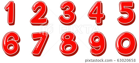 Font design for numbers one to zero on white 63020658