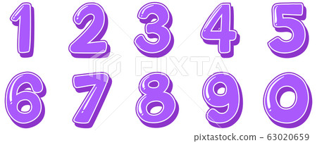 Font design for numbers one to zero on white 63020659