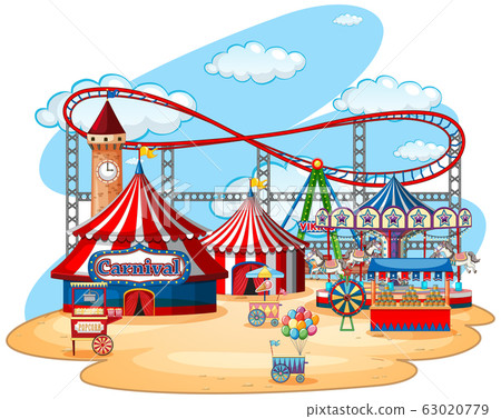 Fun fair theme park on isolated background - Stock Illustration ...