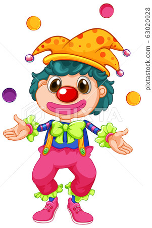 Funny clown juggling balls on white background - Stock Illustration ...