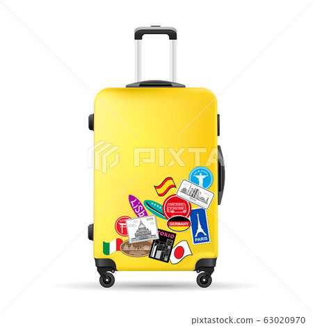 yellow hand luggage