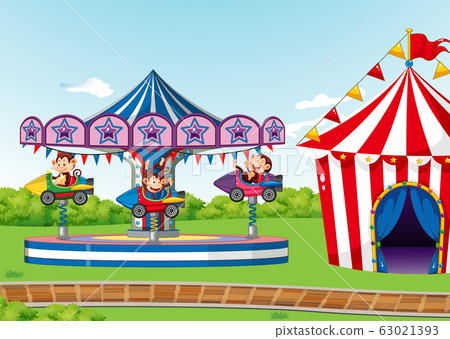 Scene with circus ride in the park 63021393