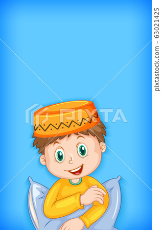 Background template design with happy muslim boy Background template design with happy muslim boy 63021425