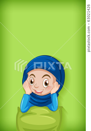 Background template design with happy muslim girl Background template design with happy muslim girl 63021426
