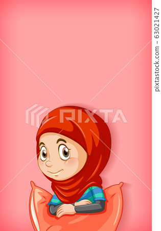 Background template design with happy muslim girl Background template design with happy muslim girl 63021427