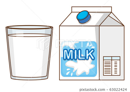 Fresh milk in box and glass on white background 63022424