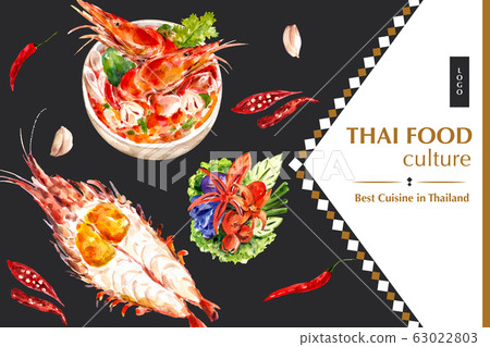 Thai food frame design with tom yum illustration 63022803