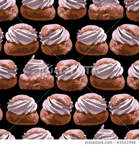 Semla. Traditional swedish dessert with whipped cream. Semla. Traditional swedish dessert with whipped cream. 63022946