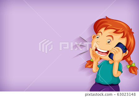 Plain background with happy girl talking on phone Plain background with happy girl talking on phone 63023148