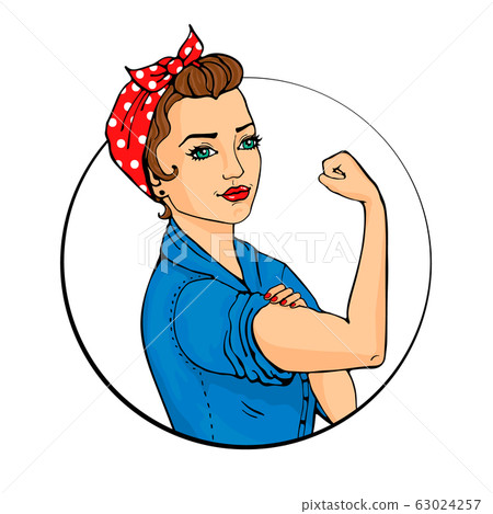 We Can Do It Pop art sexy strong girl in a circle 63024257