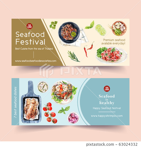 Seafood banner design with crayfish, crab Seafood banner design with crayfish, crab 63024332