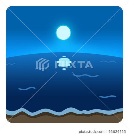 海上夜月亮圖 63024533