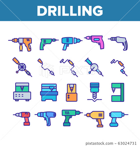 Drilling Equipment Collection Icons Set Vector 63024731