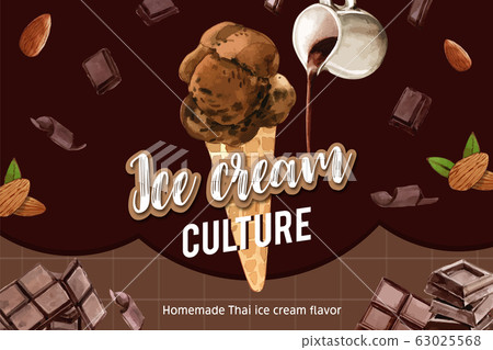 Ice cream frame design with chocolate watercolor Ice cream frame design with chocolate watercolor 63025568