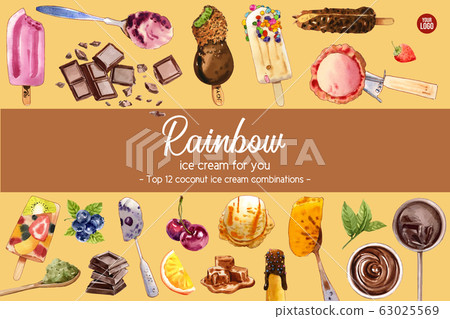 Ice cream frame design with chocolate, vanilla 63025569