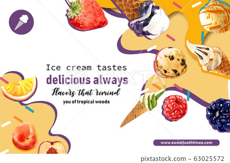 Ice cream frame design with fruits, chocolate Ice cream frame design with fruits, chocolate 63025572