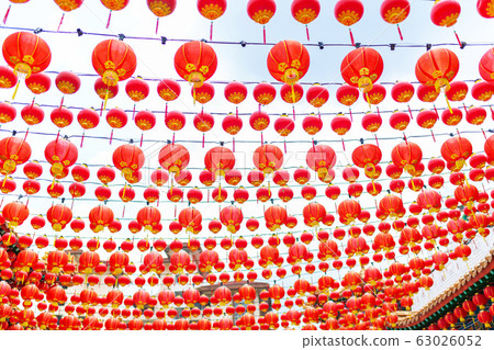 Festive New year decorations with Chinese red Festive New year decorations with Chinese red 63026052