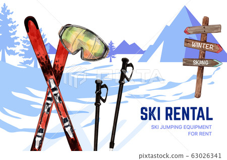 Winter sport frame design with ski, windproof - Stock Illustration ...