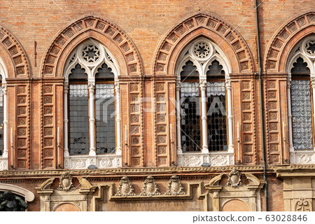 Ancient Mullioned windows - Accursio Palace in Bologna Italy 63028846