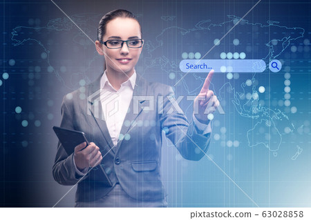 Search concept with businessman pressing button 63028858