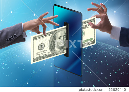 Concept of mobile wallet transfers - 3d rendering 63029440