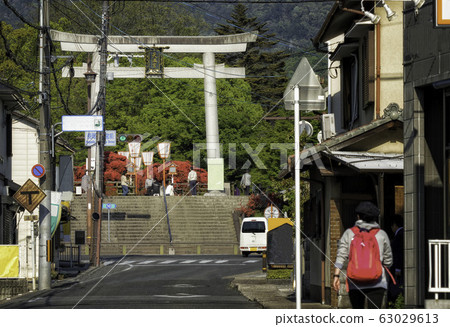 Townscape of Nagaoka Tenmangu and Nagaokakyo in Kyoto in early summer when Kirishimatsu azaleas bloom Townscape of Nagaoka Tenmangu and Nagaokakyo in Kyoto in early summer when Kirishimatsu azaleas bloom 63029613