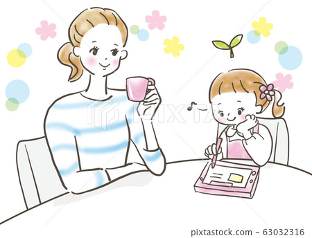 Tablet learning girl mother 63032316