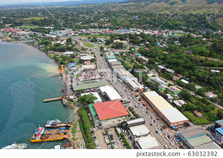 Aerial view of the main street of Guadalcanal Island Aerial view of the main street of Guadalcanal Island 63032392