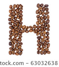 Letter H from coffee alphabet isolated on white 63032638