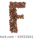 Letter F from coffee alphabet isolated on white 63032641