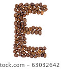 Letter E from coffee alphabet isolated on white 63032642