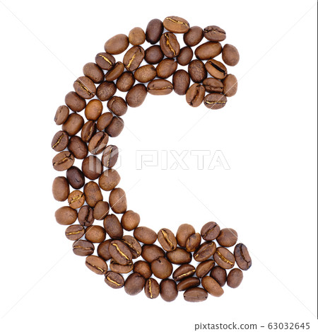 Letter C from coffee alphabet isolated on white Letter C from coffee alphabet isolated on white 63032645