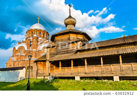 Wooden Trinity Church on Sviyazhsk Island in Russia 63032912