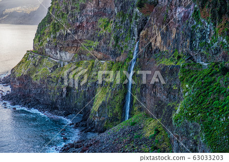 Waterfall veil of the bride in Madeira island. Waterfall veil of the bride in Madeira island. 63033203