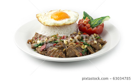 Stewed Pork Leg Stir fried with Thai Basil, Chili 63034785