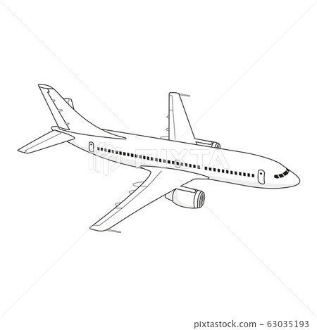 Flying passenger plane on a white background 63035193
