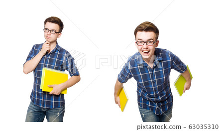 Funny student isolated on white Funny student isolated on white 63035310