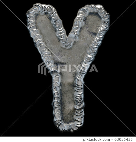 Industrial metal alphabet letter Y on black background 3d 63035435