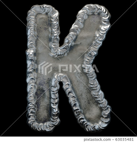 Industrial metal alphabet letter K on black background 3d Industrial metal alphabet letter K on black background 3d 63035481