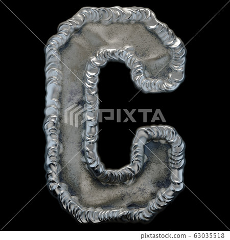 Industrial metal alphabet letter C on black… - Stock Illustration