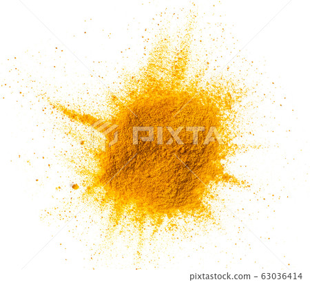 Turmeric (Curcuma) powder pile isolated on white Turmeric (Curcuma) powder pile isolated on white 63036414