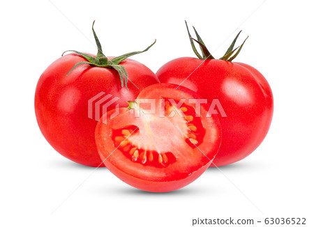 Tomato full depth of field on white background Tomato full depth of field on white background 63036522